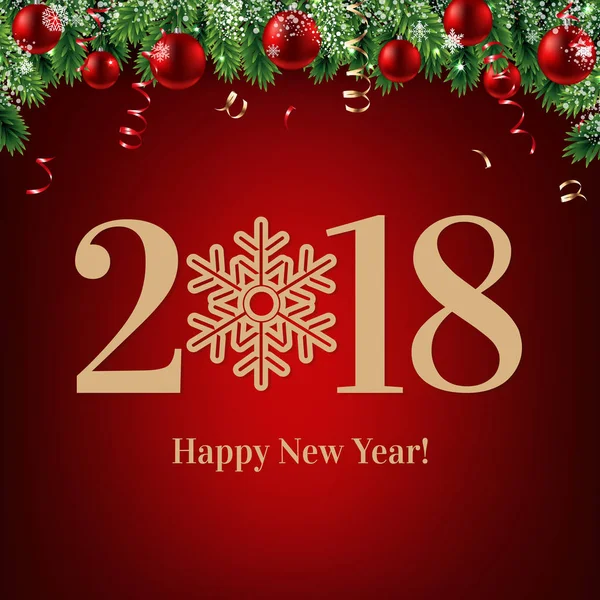 2018 Feliz Ano Novo cartão postal —  Vetores de Stock
