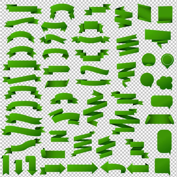 緑色の Web リボン セット — ストックベクタ
