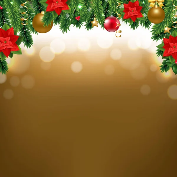 Frontera de Navidad con poinsettia — Vector de stock