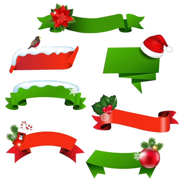 Christmas Ribbon Set — Stock Vector