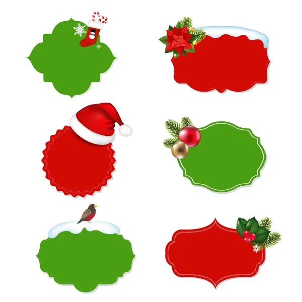Set de etiquetas vintage de Navidad — Vector de stock