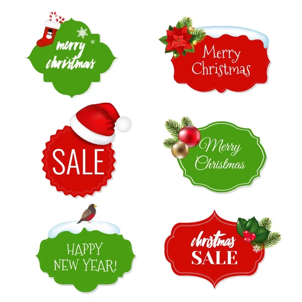 Xmas Vintage Labels Set — Stock Vector