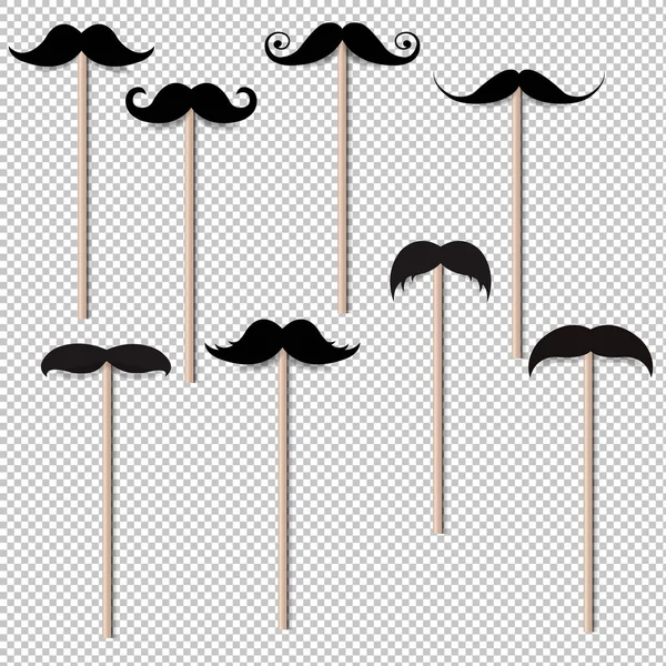 Gran Colección Bigote Fondo Transparente Con Malla Gradiente Ilustración Vectorial — Archivo Imágenes Vectoriales