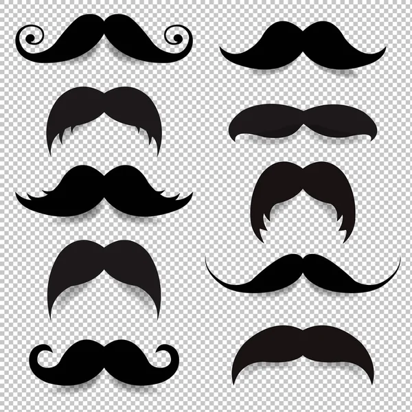 Mustache Big Set Transparent Background Gradient Mesh Vector Illustration — Stock Vector