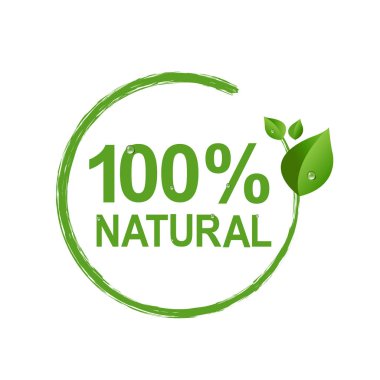 % 100 Doğal Logo Sembolü Şeffaf Arkaplan, Vektör Resimleri