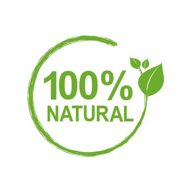 % 100 Doğal Logo Sembolü, Vektör İllüstrasyonu