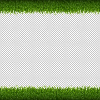 Yeşil Çimen Sınırı İzole Şeffaf Arkaplan, Vektör Resimleri