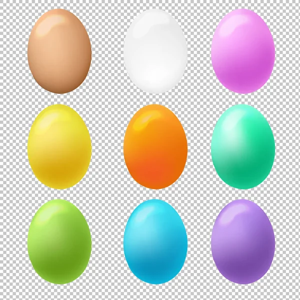 Huevos Coloridos Big Set Fondo Transparente Con Malla Degradada Ilustración — Archivo Imágenes Vectoriales