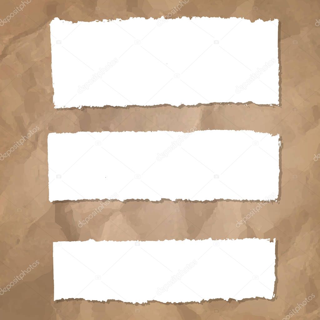 Ripped Paper Set With Cardboard Background With Gradient Mesh, Vector Illustration