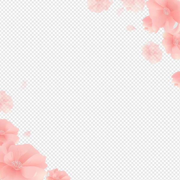 Rand Mit Blumen Und Transparentem Hintergrund Mit Gradientennetz Vektorillustration — Stockvektor