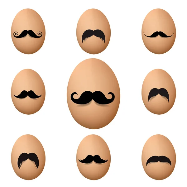 Huevos Con Bigote Big Set Aislado Con Malla Degradada Ilustración — Archivo Imágenes Vectoriales