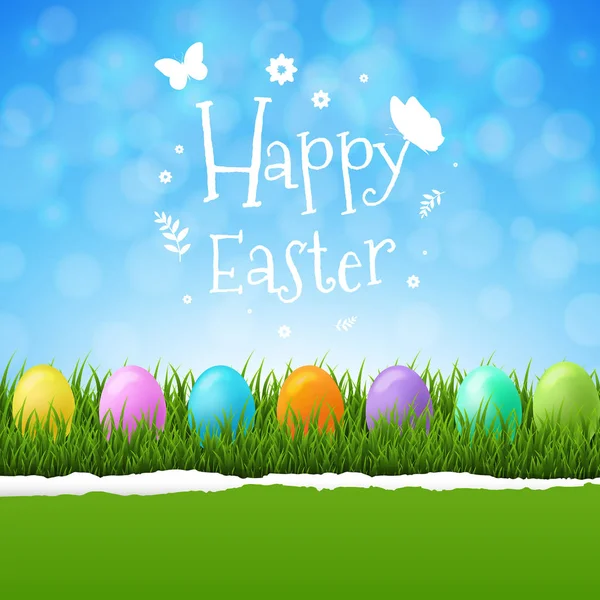 Happy Easter Postcard Gradient Mesh Vector Illustration — Stock Vector