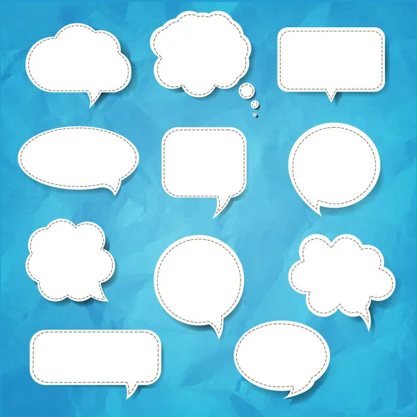 Speech Bubble Set Blauwe Achtergrond Met Gradiënt Gaas Vectorillustratie — Stockvector