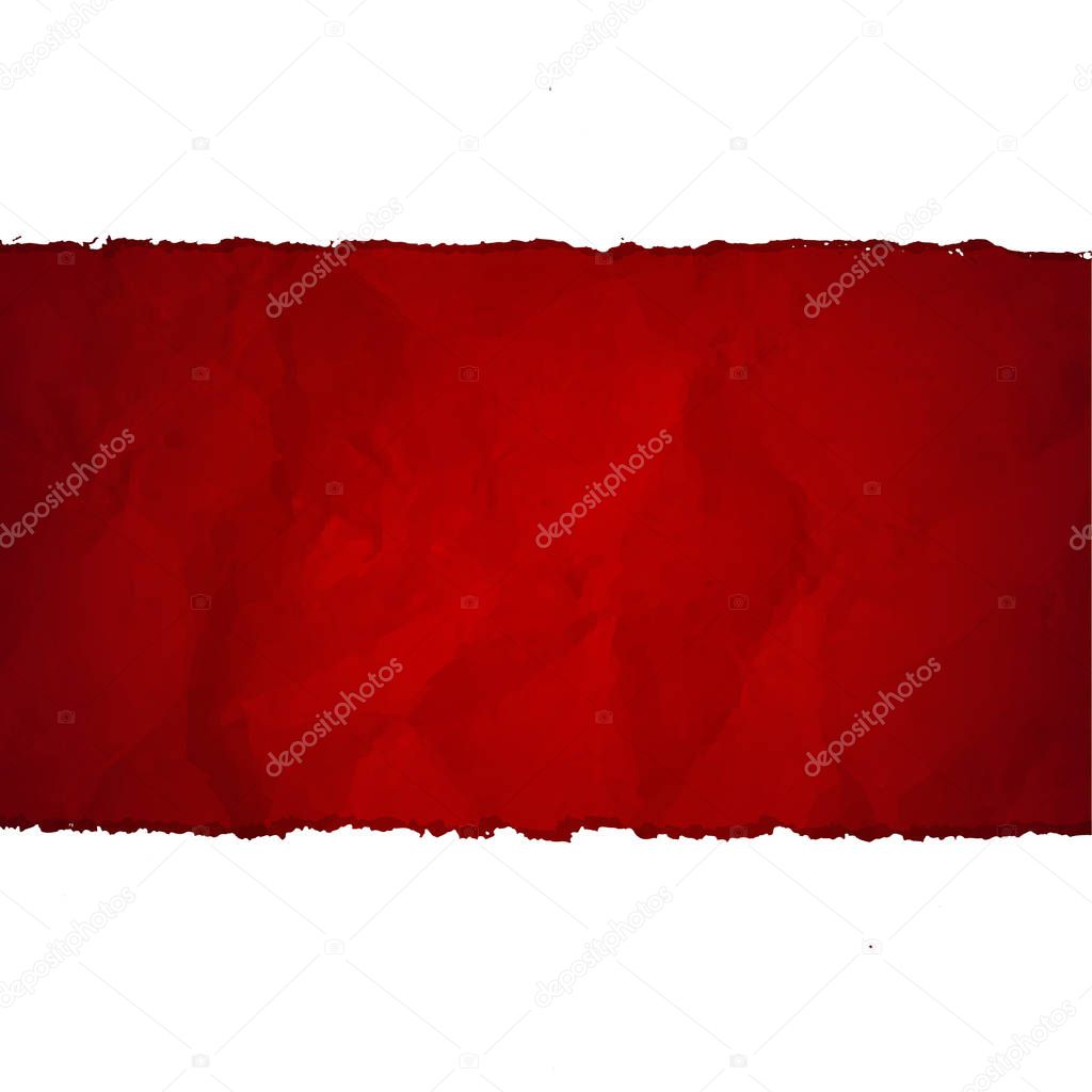 Ripped Paper Set With Red Cardboard Background  With Gradient Mesh, Vector Illustration