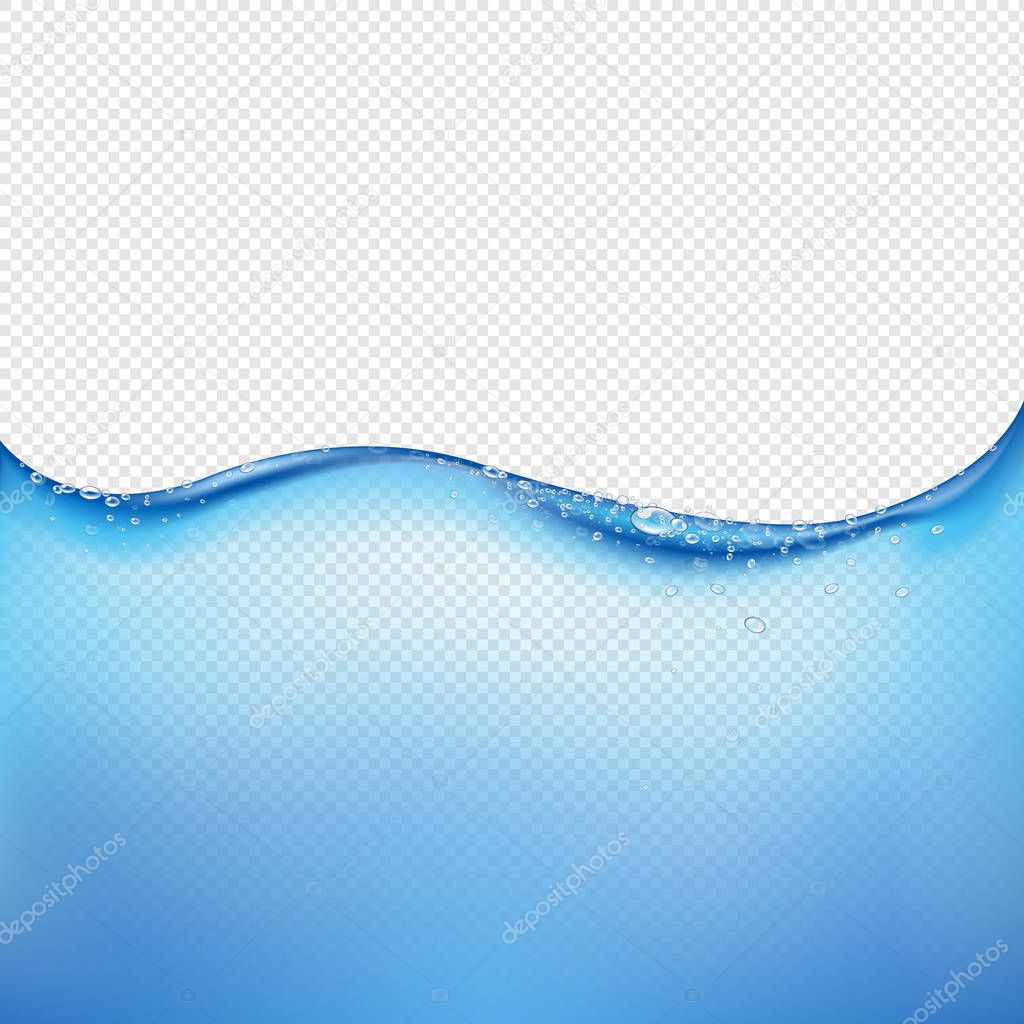 Blue Water Wave Transparent Background With Gradient Mesh, Vector Illustration