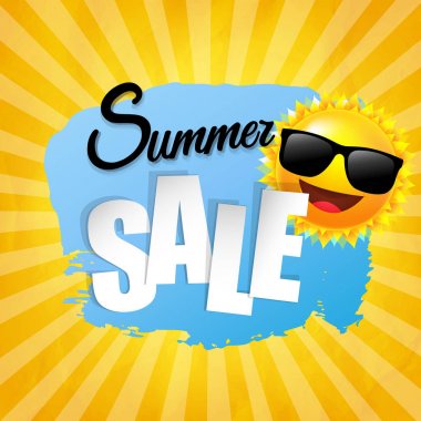 Buruşuk sarı Sunburst arka plan degrade kafes, vektör çizim ile güneş gözlüğü ile güneş ile