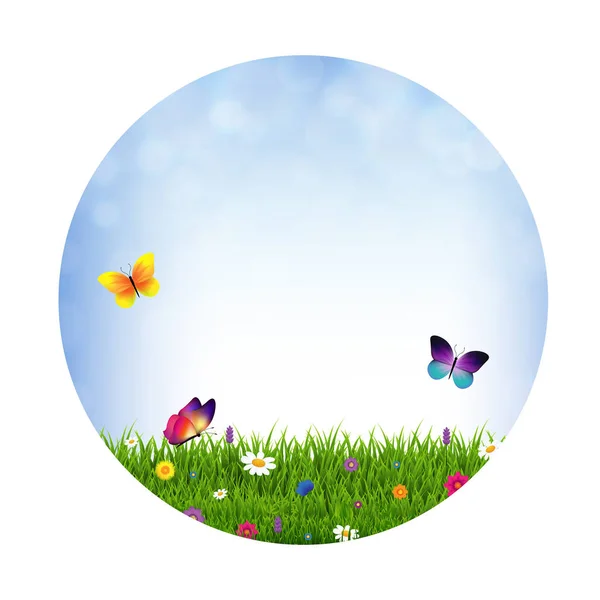 Grass Flowers Ball Gradient Mesh Vector Illustration — 스톡 벡터