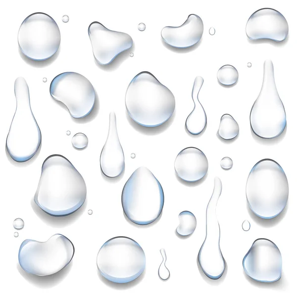 Gotas Agua Aisladas Big Set Fondo Blanco Con Malla Gradiente — Vector de stock