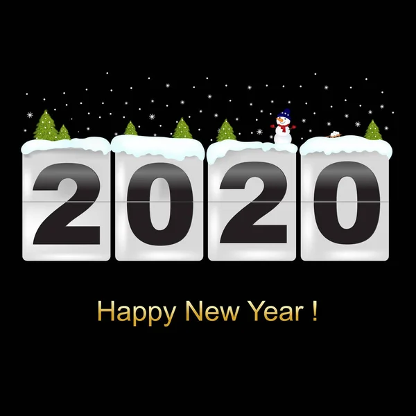 Happy New Year Card Snowman Gradient Mesh Vector Illustration — Stock Vector