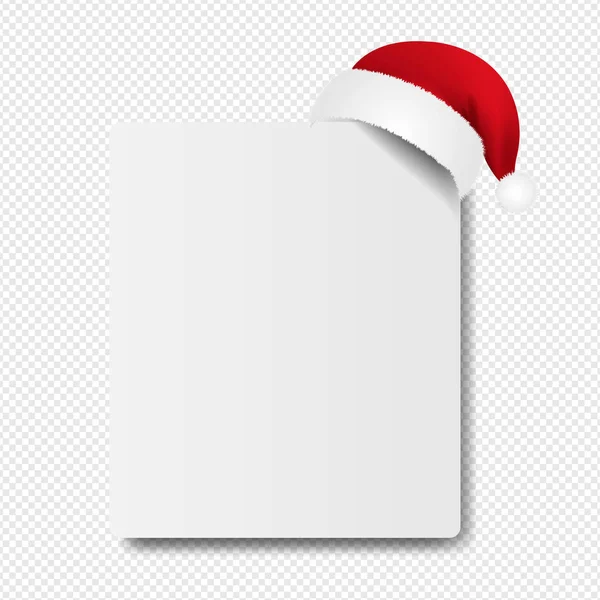 带圣诞老人帽的旗帜透明背景 带梯度网 矢量图解 — 图库矢量图片