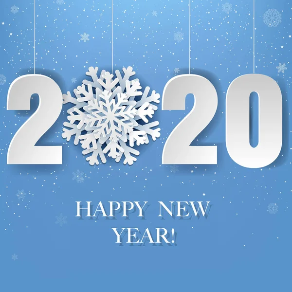 Šťastný Nový Rok Plakát Sněhem Gradientní Sítí Vektorová Ilustrace — Stockový vektor