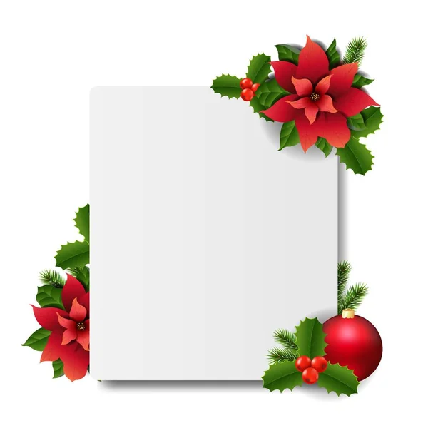 Bandiera Con Sfondo Rosso Natale Poinsettia Trasparente Con Maglia Gradiente — Vettoriale Stock