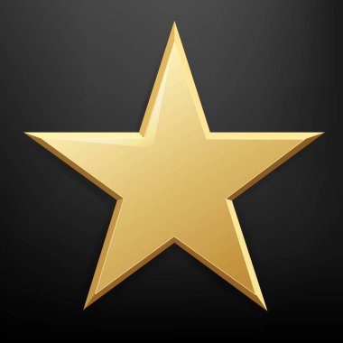 Altın Yıldız ve İzole Şeffaf Arkaplan, Vektör İllüstrasyonu