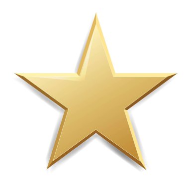 Altın Yıldız ve İzole Şeffaf Arkaplan Gradyan Örgü, Vektör İllüstrasyonu