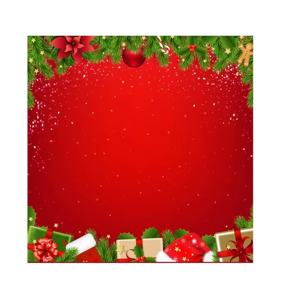Weihnachtsbordüre Mit Tannenbaum Transparentem Hintergrund Vektorillustration — Stockvektor