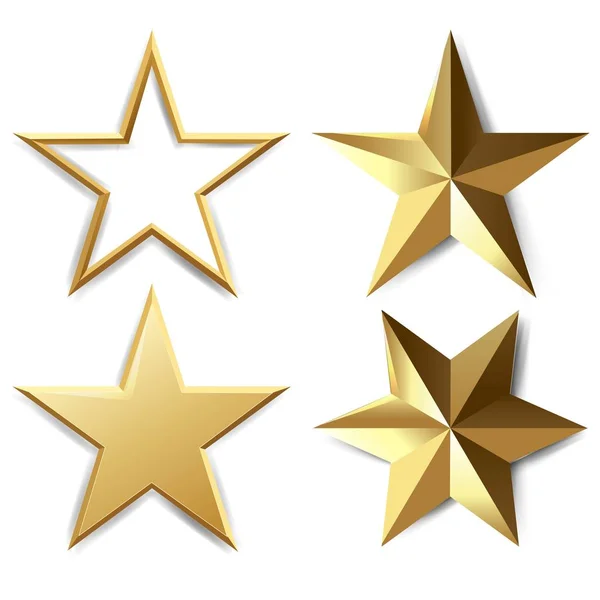 Golden Stars Set Geïsoleerde Transparante Achtergrond Vector Illustratie — Stockvector