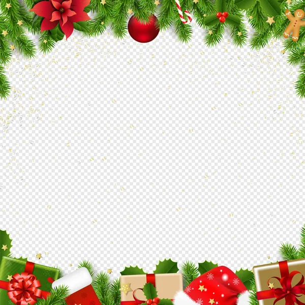 Christmas Border Fir Tree Transparent Background Gradient Mesh Vector Illustration Royalty Free Stock Illustrations