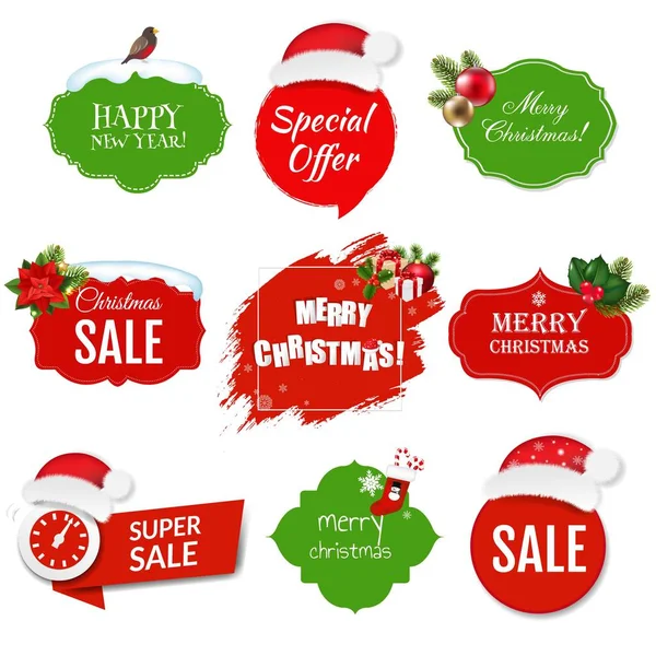 Merry Christmas Labels Set Isolated Transparent Background Vector Illustration Vector Graphics