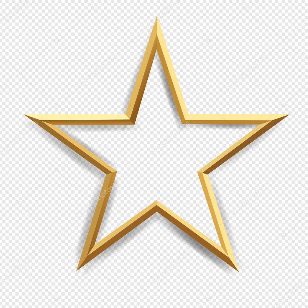 Golden Star With Isolated Transparent Background With Gradient Mesh, Vector Illustration