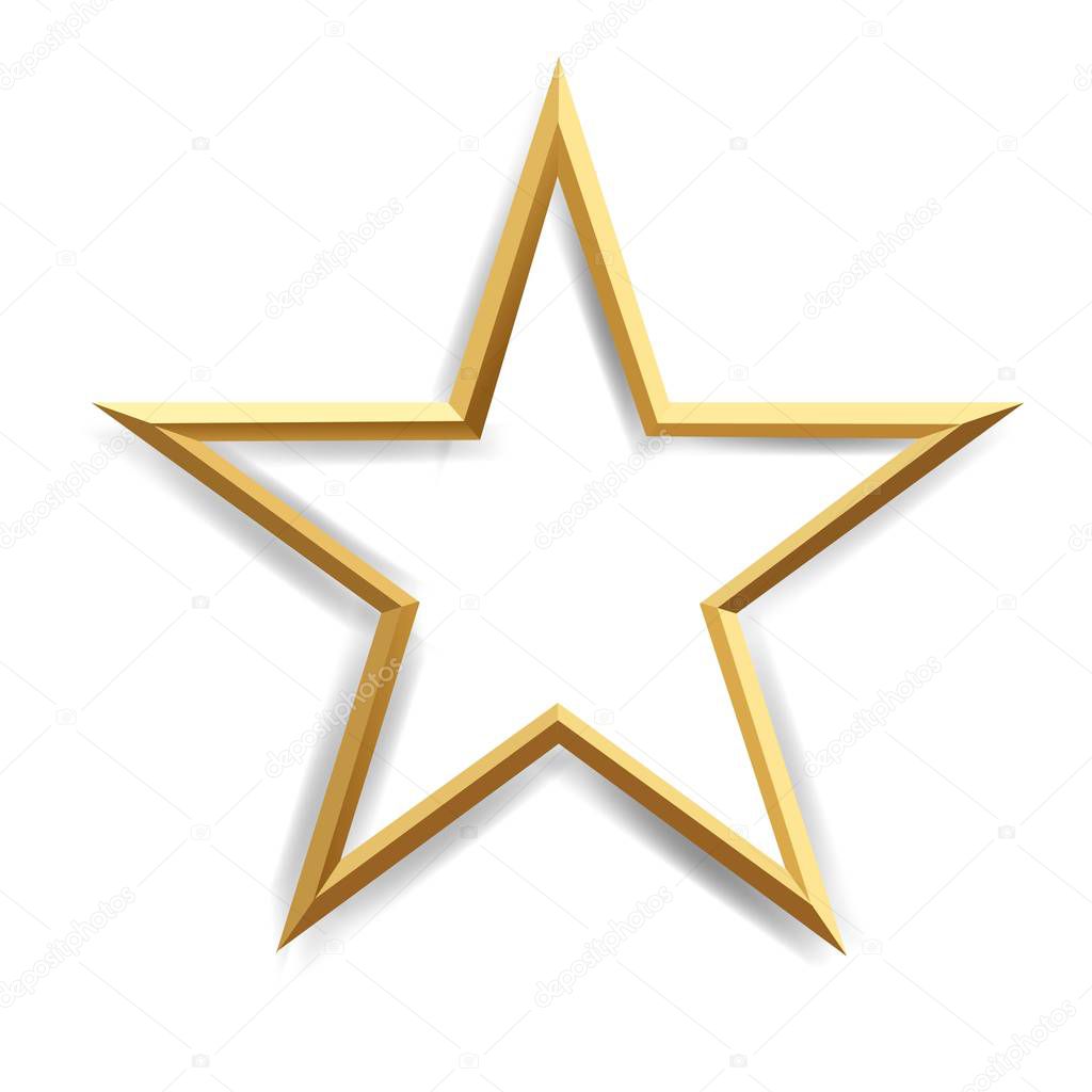 Golden Star With Isolated Transparent Background With Gradient Mesh, Vector Illustration