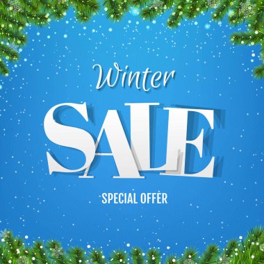 Yılbaşı Ağacı ile Kış Satışı Posteri Gradyan Örgü, Vektör İllüstrasyonu