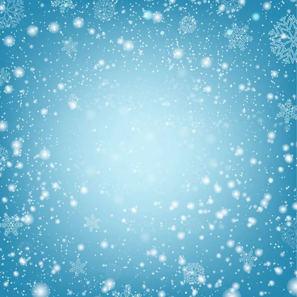 冬季有雪的海报和带梯度网的蓝色背景的病媒图解 — 图库矢量图片