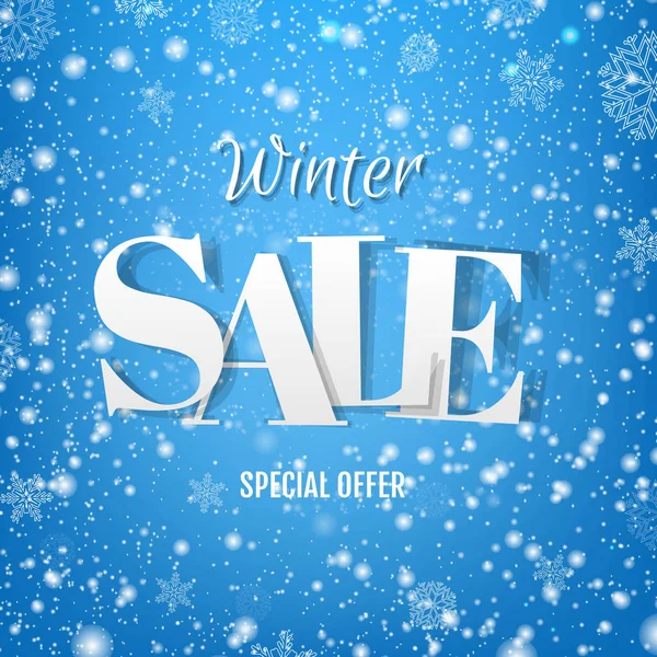 Winter Sale Poster Snow Blue Background Gradient Mesh Vector Illustration — Stock Vector