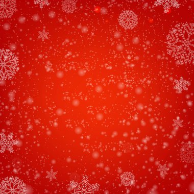 Winter Red Poster With Snow And With Gradient Mesh, Vector Illustration