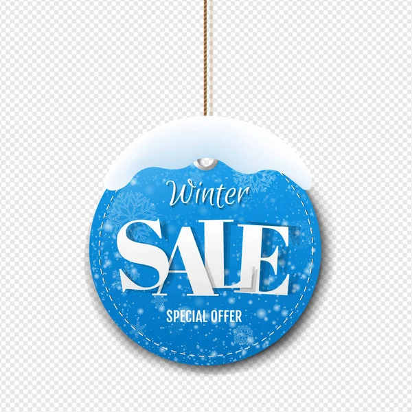 Winter Discount Label Rope Transparent Background Gradient Mesh Vector Illustration — Stock Vector