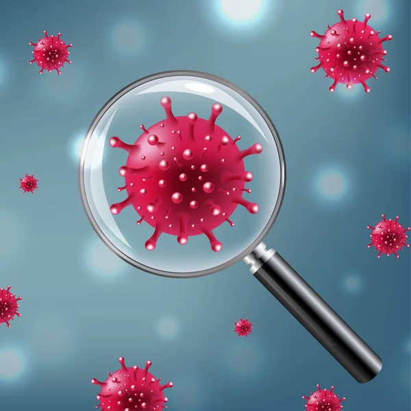 Loupe Avec Coronavirus Covid — Image vectorielle