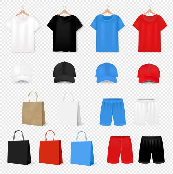 Big Set Camiseta Gorra Béisbol Sobre Fondo Transparente — Vector de stock