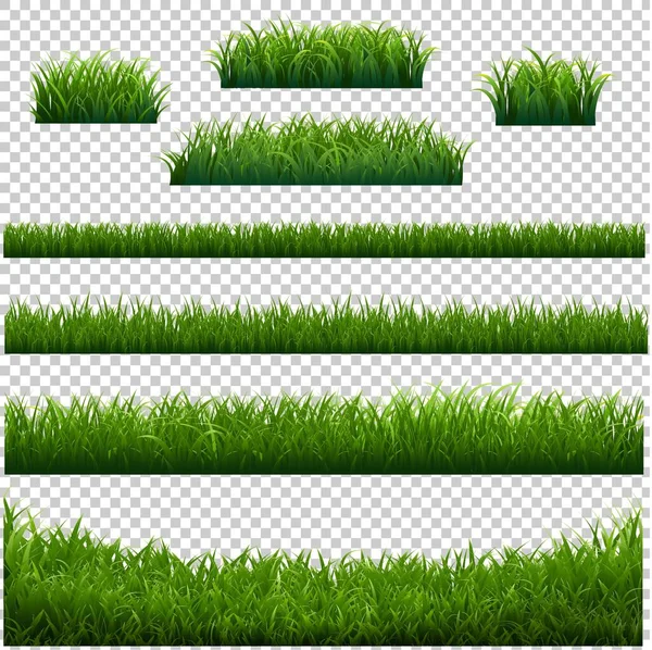 Zelený Travní Rám Průsvitným Pozadím — Stockový vektor