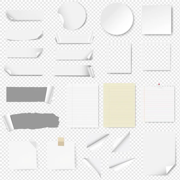 Papieretikett Und Blanko Notizpapier Isolierter Transparenter Hintergrund — Stockvektor