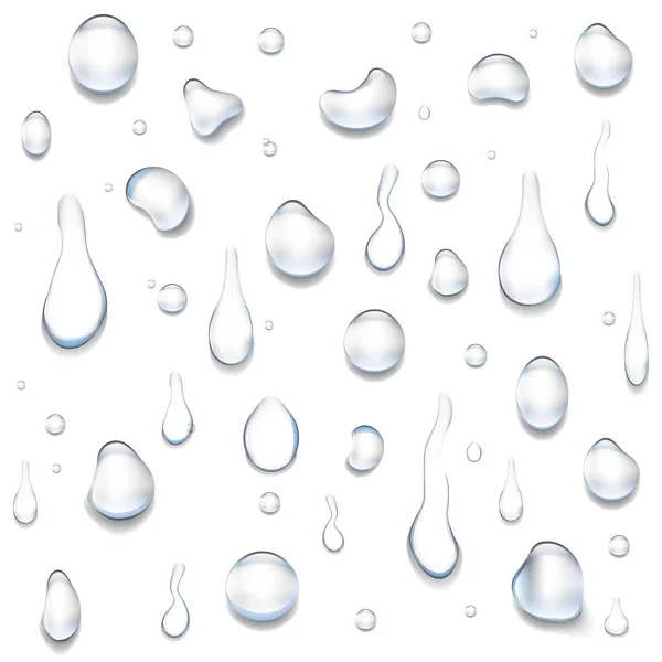 Vatten Droppar Isolerad Stor Uppsättning Vit Bakgrund — Stock vektor
