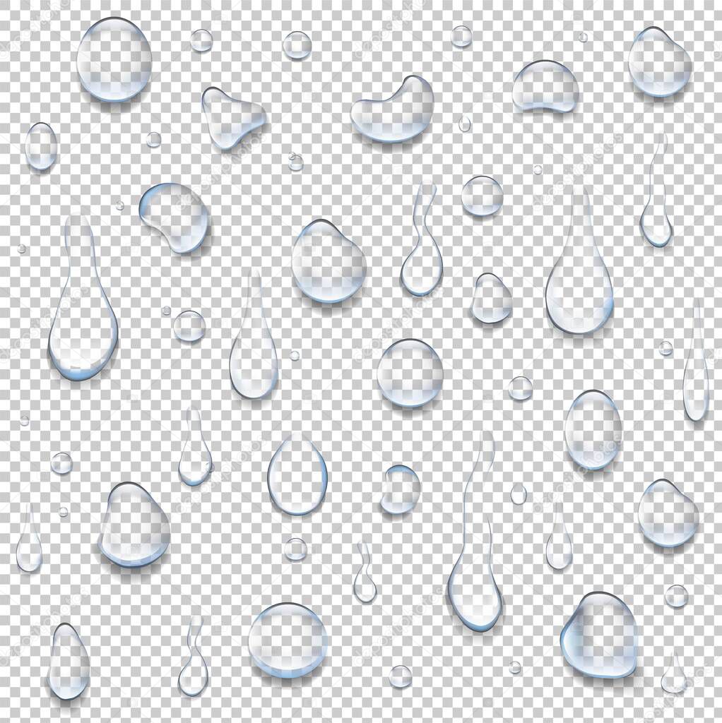 Water Drops Isolated Big Set Transparent Background
