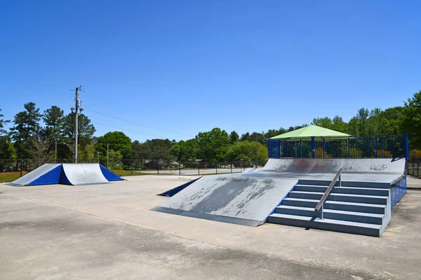 Empty Skateboard Park closed due to Social Distancing During the Covid-19 Pandemic in the United States of America
