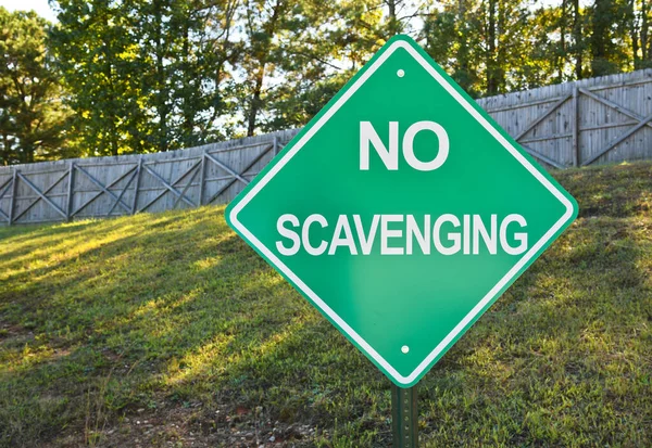Green White Sign Scavenging Local Trash Convenience Center — Stock Photo, Image