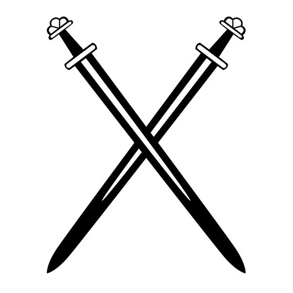 silhouette of crossed swords, Stock image