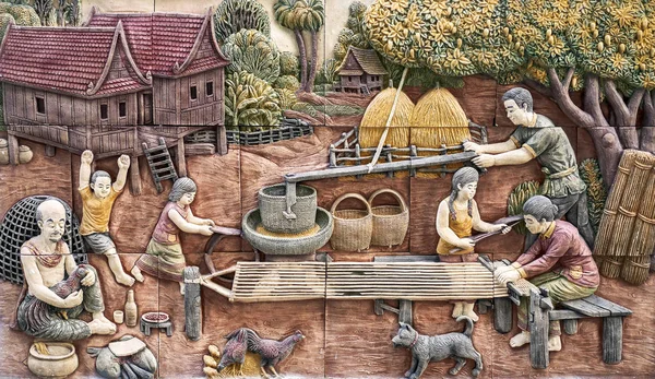 Chiangmai, Tayland - 20 Ekim 2016 taş oyma traditi