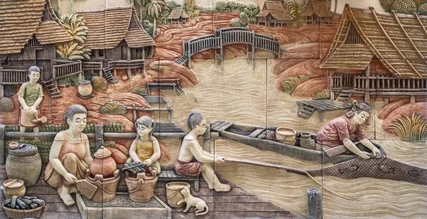 Chiangmai, Tayland - 20 Ekim 2016 taş oyma traditi